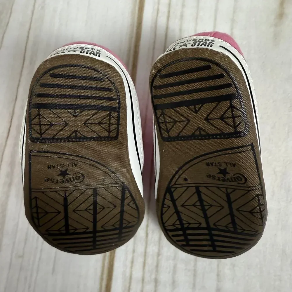 Converse All Star Crib Shoes Toddler Infant Pink Canvas Lace Up Sneakers Size 1